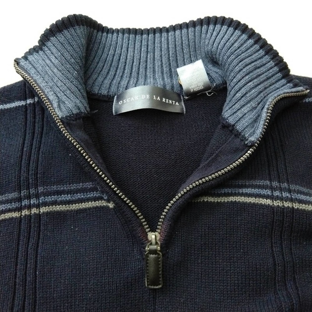 Oscar de la Renta Sweater 100% Cotton 1/4 Zip XL